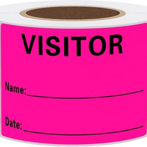Autocollants de permis de visite rose, étiquettes d'identification nominative pour <span class=keywords><strong>visiteurs</strong></span>, autocollants de 2 x 3 pouces, 300 étiquettes par rouleau - Product Image 2