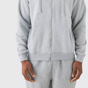 เสื้อมีฮู้ดแบบรูดซิปบนผ้าฝ้าย GSM สูงเครื่องแต่งกายแนวสตรีทผ้าโอเวอร์ไซส์ผลิตจากโรงงาน - Product Image 5