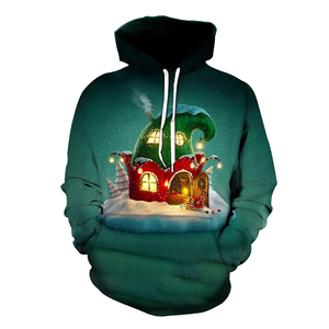 Moda hombres mujeres cuerpo completo impresión Navidad Sudadera con capucha 100% algodón de gran tamaño de punto 3D sublimación ecológica - Product Image 3