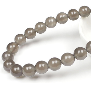 Perles de pierre, perles d'agate grises, collier de pierres précieuses lisses, pierres de guérison, cristal naturel, grossiste - Product Image 4