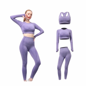 Dernier modèle Ensemble de vêtements de yoga pour femmes Respirant Imperméable 100% Polyester Vêtements de fitness de haute qualité pour gymnases - Product Image 1