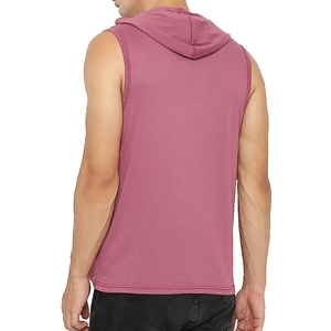 2024 <b>Men's</b> Casual <b>Sleeveless</b> Pullover <b>Hoodie</b> Slim Fit Tank Top 100% Cotton Fleece Washed for Winter Gym Use - Product Image 2