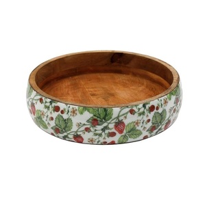 Tazón de Madera de Calidad Especial, Tazón Redondo para Servir con Esmalte Multicolor Impreso, Calidad Premium Hecho en India - Product Image 3