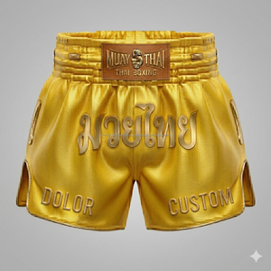 Shorts de Muay Thai personnalisés par sublimation, usine OEM, vente en gros, satin, séchage rapide, évacuation de l'humidité, kit de combat d'équipe, 100% polyester - Product Image 5