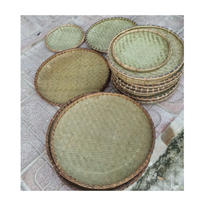 ตะกร้าไม้ไผ่ทรงกลมสำหรับตกแต่งสไตล์วินเทจถาดหวายแฮนด์เมดราคาน่าสนใจ - Product Image 1