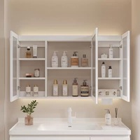 Armoire à pharmacie murale LED anti-buée avec interrupteur tactile, cadre en contreplaqué moderne, idéale pour salle de bain et hôtel – Offre Spéciale