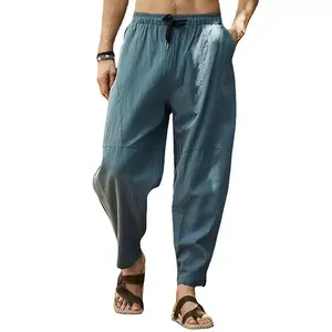 Pantalon sarouel personnalisé OEM en polyester/coton pour hommes Pantalon baggy à jambes larges Taille élastique Coupe normale Décontracté Respirant Séchage rapide Printemps - Product Image 2