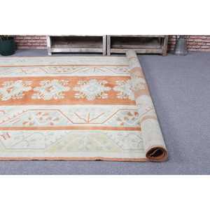 Tapis turc vintage surdimensionné 6,8x10,4 pieds, tapis en laine à pois orange - Product Image 5