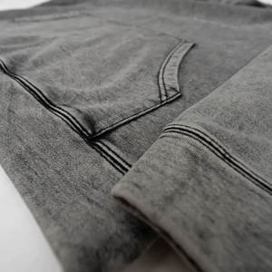Unique Acid Wash Hoodie Men's Black Basics, Sudadera con capucha regular de mezcla de algodón para hombres Made Acid Wash Sudaderas con capucha de lavado ácido de alta calidad - Product Image 5