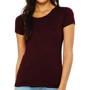 T-shirt à manches courtes pour femme, 50% polyester, 25% coton peigné Airlume filé à anneaux, 25% rayonne, 3,8 oz, marron, avec applications - Product Image 4