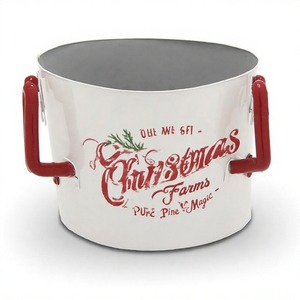 Frosted Holly Glow Christmas <b>Planter</b> Made with Durable Metal for <b>Outdoor</b> Garden Decor Featuring Seasonal Charm - Product Image 2