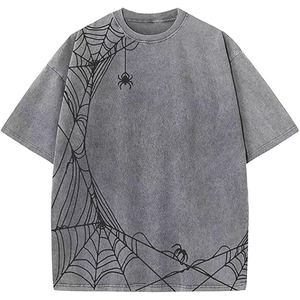 T-shirts Streetwear unisexes surdimensionnés et lourds délavés à l'acide T-shirts pour hommes en gros avec broderie en détresse avec logo personnalisé - Product Image 4