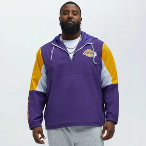 Chaqueta bordada de media cremallera, cortavientos de fútbol de estilo holgado de invierno con apliques, servicio OEM - Product Image 1