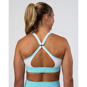 Soutien-gorge de sport Yoga Fitness 2.0 - Blanc imprimé mer Baltique, grande taille, haut de sport léger à manches courtes - Product Image 2