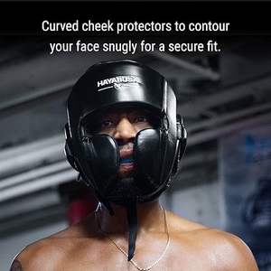 Haya bosa หมวกมวยพร้อมที่ป้องกันแก้มสำหรับผู้ชายและผู้หญิงป้องกันศีรษะป้องกันใบหน้าป้องกันการต่อสู้ - Product Image 3