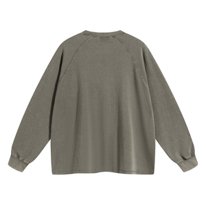 OEM Unisex Boxy Cropped Hoodie Custom Men Heavyweight Cotton Acid Wash Sweatshirts Vintage Distressed <b>Waffle</b> Long Sleeve T <b>Shirt</b> - Product Image 2