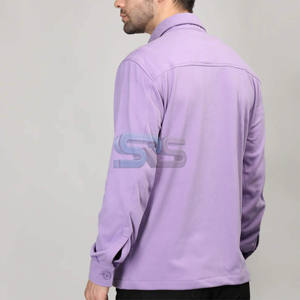 เสื้อเชิ้ตผ้าสักหลาดสำหรับผู้ชายกระดุมทำจากผ้าฝ้ายโพลีเอสเตอร์แขนยาวแบบลำลองสั่งติดป้ายได้ตามต้องการ - Product Image 3