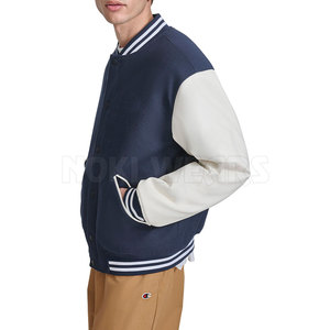 Chaqueta de invierno de Letterman hecha de cuero al mejor precio, chaqueta de Letterman teñida lisa en línea, chaqueta de Letterman para hombre - Product Image 2