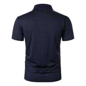 Camiseta de manga corta de talla grande de algodón pesado para hombre con bordado personalizado de alta calidad, Polo azul marino ajustado informal para hombre - Product Image 2