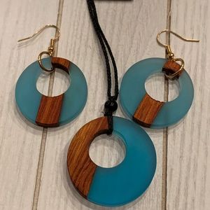 INPIRED DANGLES Feuille D'or Noir Blanc Résine Coeur Forme Boucles D'oreilles Carré Rond Géométrique En Bois Résine Boucles D'oreilles - Product Image 6