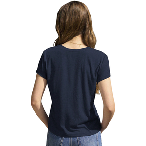 <b>Womens</b> Casual Short Sleeve <b>T</b> <b>Shirt</b> Round <b>Neck</b> Soft Cotton Slub Knit Basic Top Summer Daily Wear Small Bow Detail Slim Fit - Product Image 2