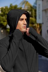 เสื้อมีฮู้ดลำลองสำหรับผู้ชาย, เสื้อฮู้ดลำลองสีพื้นใส่ได้พอดีตัวสำหรับฤดูหนาวของผู้ชาย - Product Image 2