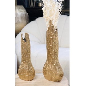 Florero de textura Venta caliente de moda Florero de mesa de metal de nuevo diseño con jarrones de flores decorativos de aluminio con acabado dorado - Product Image 2