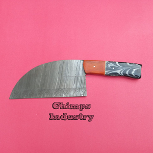 Cuchillo de Cocina Hecho a Mano en Serbia, de Acero de Damasco, Cuchillo de Carnicero Profesional para Chef, con Funda de Cuero, Ecológico - Product Image 5