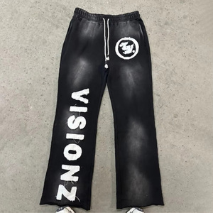 Pantalons de survêtement en éponge française imprimés sur mesure pour hommes pantalons baggy évasés lavés à l'acide - Product Image 3