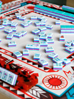 Nouvelle livraison rapide, accessoires de mahjong américains modernes de luxe personnalisés, boîte en acrylique combinée, tapis de table à impression indienne haut de gamme