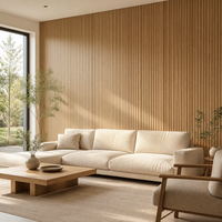 Panneau mural rainuré WPC haute densité, résistant aux taches, panneau en bois-plastique pour la décoration murale des bureaux et salles de réunion