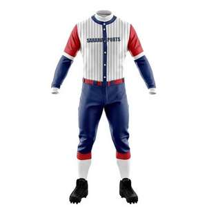 Uniforme de Béisbol/Sóftbol Personalizado de la Mejor Calidad para Adultos, Talla Grande, Transpirable, Antibacteriano, Anti-UV, con Botones y Estampado por Transferencia de Calor - Product Image 1