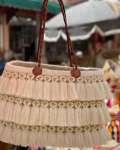 Cesta de paja marroquí con asa de cuero Cesta de compras Bolsa de playa de paja Bolso de comestibles - Product Image 2