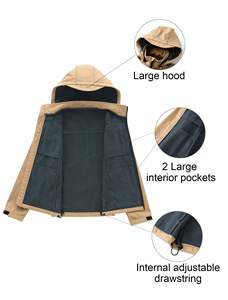 Chaqueta Softshell para hombre Abrigo ligero a prueba de viento para exteriores con bolsillos con cremallera Logotipo personalizado disponible - Product Image 5