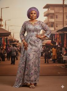 Tissu en dentelle noire Royalty Luxueux Design floral tendance Paillettes et pierres perlées 100% polyester Robe de fête de mariage nigériane - Product Image 3