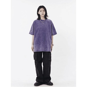 Camisetas de gran tamaño para hombre, Camisetas básicas holgadas informales de algodón de media manga Vintage, camisetas holgadas sólidas de verano para hombre - Product Image 2