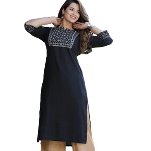 Salwar Kameez 여성 드레스 자수 v 넥 Boho 패션 우아한 캐주얼 Kurti 궁전