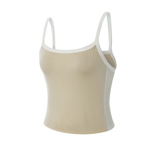 เสื้อครอปแบบลำลองสำหรับผู้หญิงฤดูร้อนเสื้อสายเดี่ยวคอเหลี่ยมทรงสลิมฟิตเสื้อสายเดี่ยวทรงสั้นสีตัดกันไซส์ใหญ่พิเศษ - Product Image 3