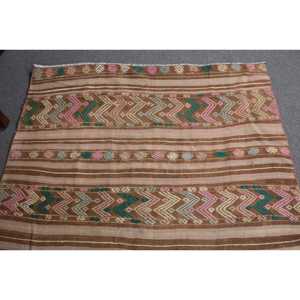 Turkish Area Rug 4.3x6.8 ft, <b>Brown</b> Oriental Vintage <b>Wool</b> Rug - Product Image 4