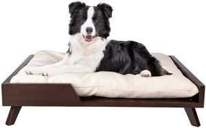 Modern Rectangle <b>Wooden</b> Elevated <b>Dog</b> <b>Bed</b> with Soft Cushion Cartoon Design Indoor Pet Furniture for Medium Large <b>Dogs</b> Wholesale - Product Image 2
