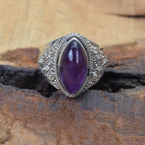 925 plata esterlina sólida clásico mejor diseño anillo amatista piedra preciosa hecha a mano 925 Plata estampada joyería de plata de moda - Product Image 5