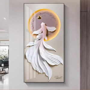 Living Room Entrance Decoration Modern Luxury Aluminum Alloy Vertical Abstract Hanging <strong>Light</strong> Eco-Friendly UV Printed <strong>Canvas</strong> - Product Image 4