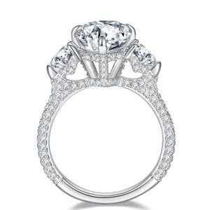 Anillo de Diamante Moissanita de Corte Brillante Redondo con Certificado IGI de Lujo, VVS, Plata de Ley 925, Anillo de Compromiso y Boda Unisex, Moderno - Product Image 6