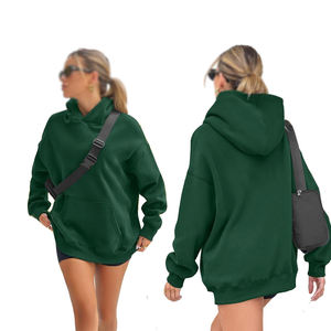 Suéter de gimnasio de lana liso de manga larga para mujer personalizado de gran tamaño en blanco liso Sudadera con capucha Crop Top Quarter Sudaderas con capucha para mujer - Product Image 6