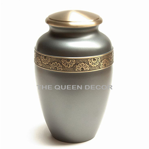 Royal Golden Green Flowers Adult Human Funeral Cenizas Urnas de cremación Estilo Europeo Americano Memorial Metal Latón Decorativo - Product Image 5