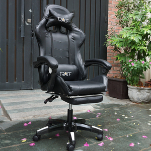 Chaise de jeu inclinable pour bureau à domicile GC002, entièrement noire, avec haut-parleurs Bluetooth 4D, hauteur réglable, extensible, en cuir PU et nylon - Product Image 2