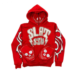 Sudadera con capucha y bordado en 3D de 100% algodón con logotipo personalizado para hombre, sudadera de lana desgastada de talla grande, cuello con capucha, diseño con cremallera, Invierno - Product Image 2