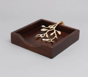 Servilletero de Base de madera con hojas con capullo, servilletero con solapa ponderada, accesorio de decoración para mesa de comedor - Product Image 6