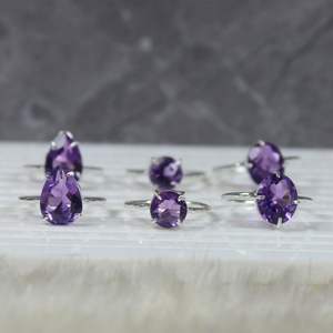 Anillo de amatista de Plata de Ley 925 al por mayor, piedra preciosa cortada en forma de pera de diseñador, estilo clásico para suministros de lotes de fiestas - Product Image 4