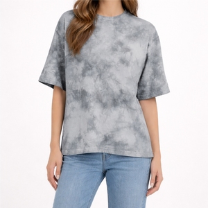 T-shirt oversize tie-dye pour femmes, décontracté, coupe ample, manches courtes, en coton, personnalisable, OEM, t-shirt vierge pour femmes - Product Image 1